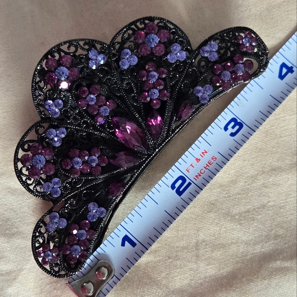 Spanish Lace Elegance Purple and Black Hair Claw - Picture 8 of 10